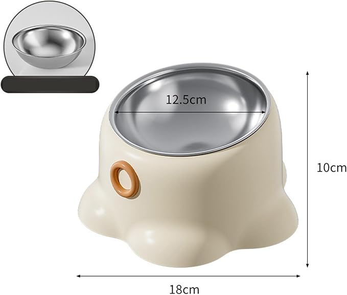 Tilted Cat Feeder Bowl Food Dispenser Living Room Home Travel Indoor Watering Feeding Dish Cat Food Bowl for Pets Small Dogs, Vanilla Brown