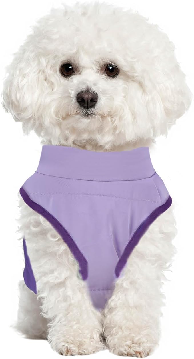 Winter Dog Coat with Leash Ring, Warm Jackets Puppy Cold Weather Coats Pet Clothes Cat Outfits for Small Dogs (Purple, X-Large)