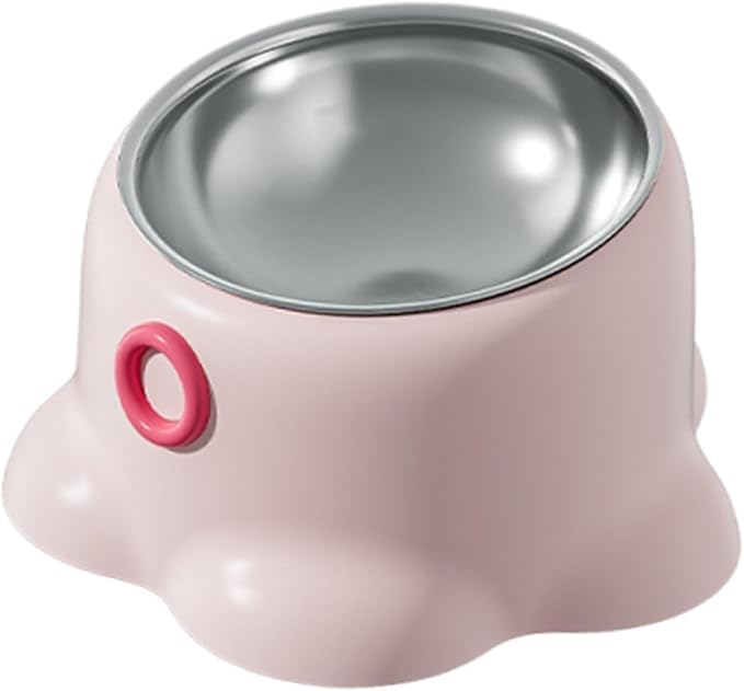 Tilted Cat Feeder Bowl Food Dispenser Living Room Home Travel Indoor Watering Feeding Dish Cat Food Bowl for Pets Small Dogs, Pink