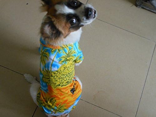 Tangpan Hawaiian Beach Coconut Tree Print Dog Shirt Summer Camp Shirt Clothes (Yellow,XS)