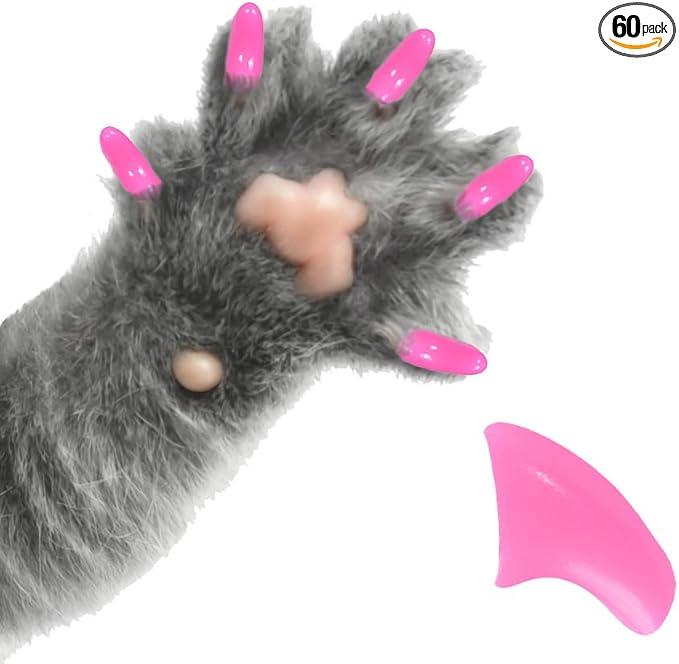 120 Piece Soft Nail Caps with Adhesive for Cat Claws - Bubblegum Pink Large