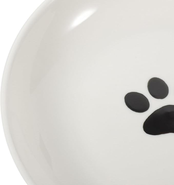 STOBAZA Ceramic Shallow Cat Bowl with Non-Slip Silicone Base Wide Round Cat Feeder Dish 3pcs Set Healthy Feeding and Watering Plates