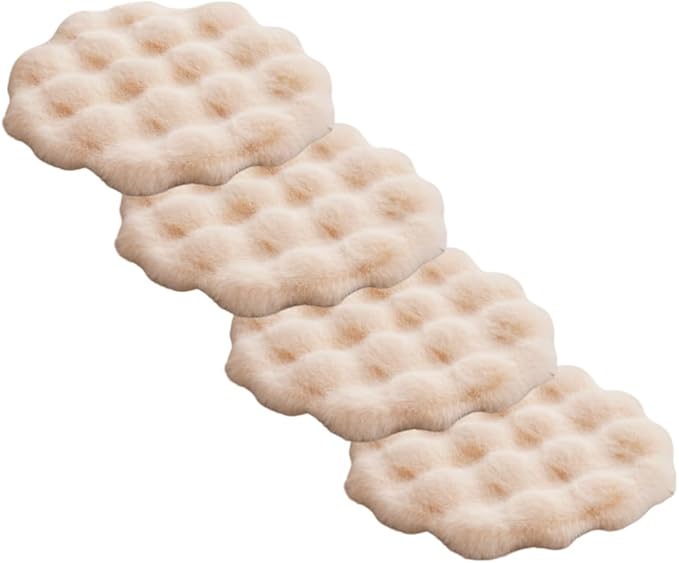 SHENGOCASE Round Faux Rabbit Fur Pet Bed Cushion, 16 inches, Cat Tree Tower Replacement Pad, 4-Pack (Beige)