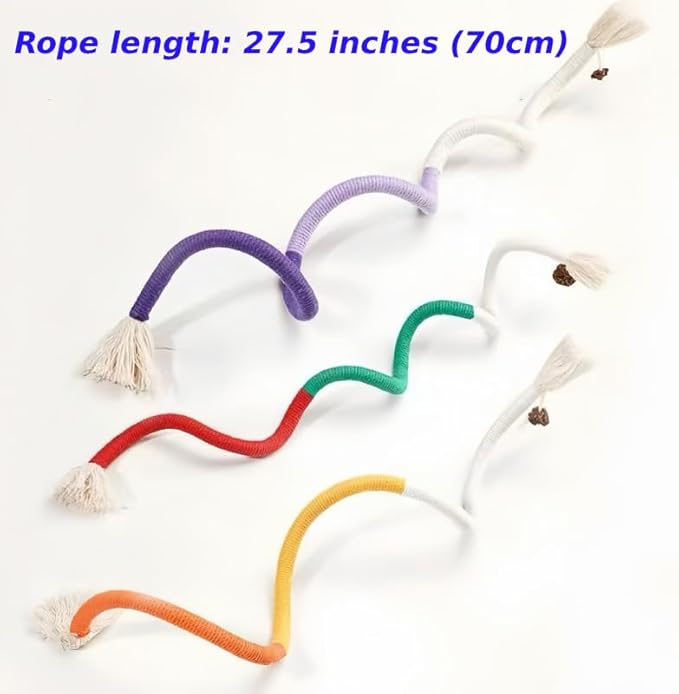 Cat Chewing Ropes Toys 3pcs with Refillable Natural Catnip, Safe Teeth Cleaning Chew Toy for Indoor Kittens, Interactive Cat Nip Kitty Toys for All Breeds (27.5 Inches)
