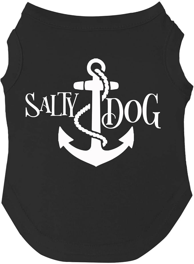 Salty Dog Dog Tee Shirt | Sleeveless | Summer Fun | Beach Vibes | Ocean Lover | Sunshine (Black, 5X-Large 100)
