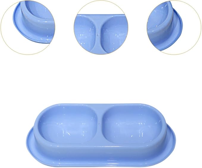 Cat Feed Bowl Drinking Feeding Dish Function Nonslip PP Material Easy to Clean Suitable for Cats Dogs, Blue