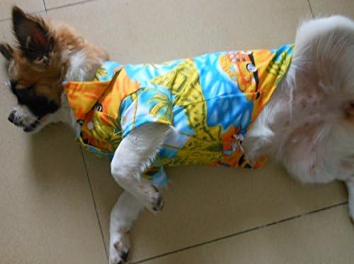 Tangpan Hawaiian Beach Coconut Tree Print Dog Shirt Summer Camp Shirt Clothes (Yellow,XS)