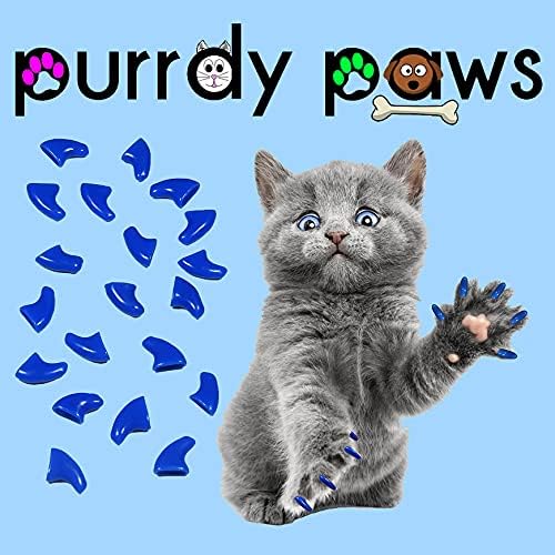 1 Year Supply Soft Nail Caps for Cats Blue Medium - Extra Adhesives