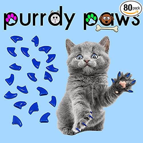 1 Year Supply Soft Nail Caps for Cats Blue Kitten - Extra Adhesives
