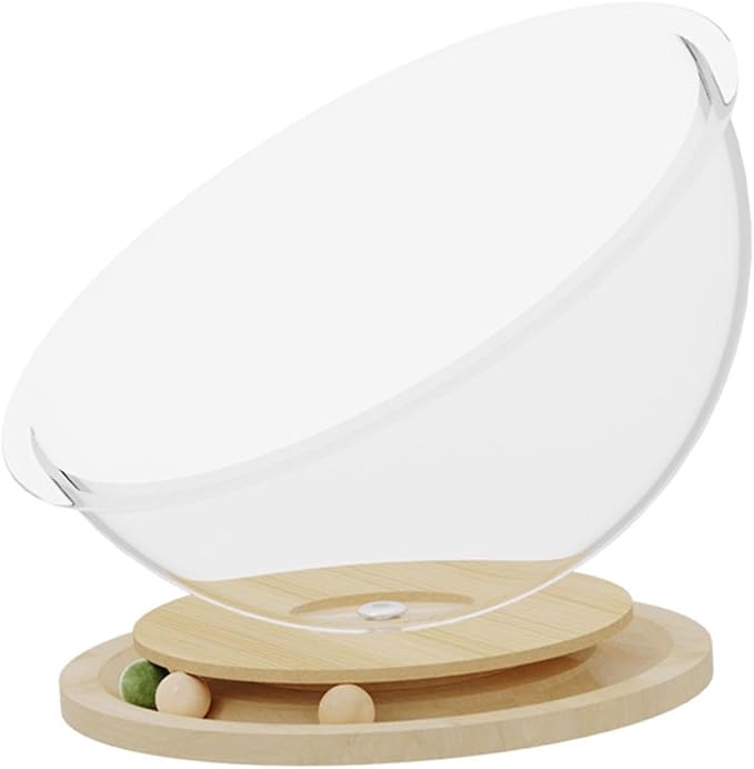 Space Capsule Cat Bed Small Pets Bed Toy All Seasons with Track Balls Toy Sleeping Nest Transparnt Cat House for Kitty Kitten, L