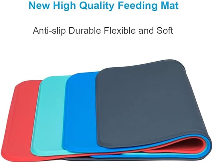 Silicone Dog Cat Bowl Mat，Waterproof Slip Resistant Silicone Pet Feeding Mat，Anti-Slip Pet Bowl Mats Cats and Dogs Food Water Placemat Tray，Raised Edges to Prevent Water Spills on Floor (Green)