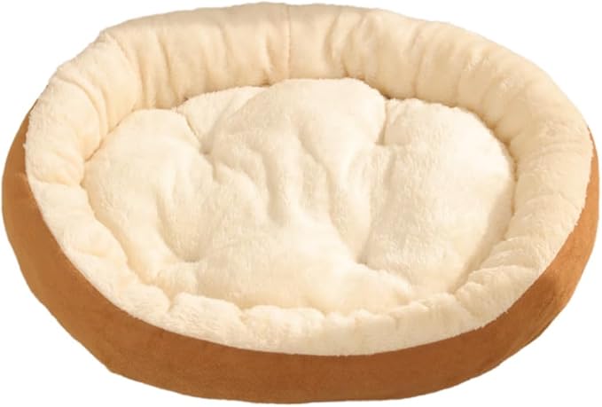Round Dog & Cat Bed Mat - Soft Washable Faux Fur Pet Pad with Non-Slip Waterproof Bottom | Durable Plush Fleece Bedroom Mat for Small Dogs, Puppies, Kittens & Cats(Coffee)