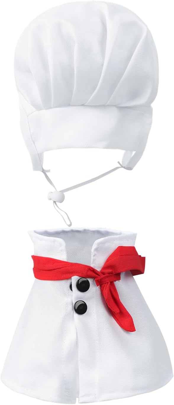 2PCS Pet Cooking Set Halloween Cosplay Pet Clothes Costume Chef Hat for Cats and Small Dogs Cap Dress Up Photo Props