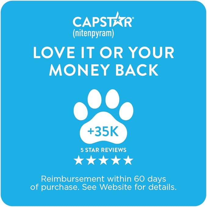 Capstar (nitenpyram) Cat Flea Treatment, Fast-Acting Oral Flea Treatment for Cats 2-25 lbs, Vet-Recommended Medication Tablets Start Killing in 30 Minutes, 6 Doses