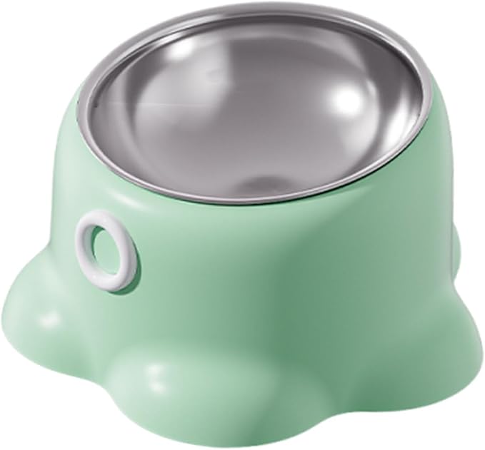 Tilted Cat Feeder Bowl Food Dispenser Living Room Home Travel Indoor Watering Feeding Dish Cat Food Bowl for Pets Small Dogs, Green