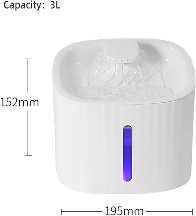 TsoLay Automatic Pet Water Fountain, 101oz/3L Cat Fountain Water Bowl with Led Light and 6 Pack Filters, Dual Working Mode and Ultra Silent Design, for Cats, Dogs, Multiple Pets