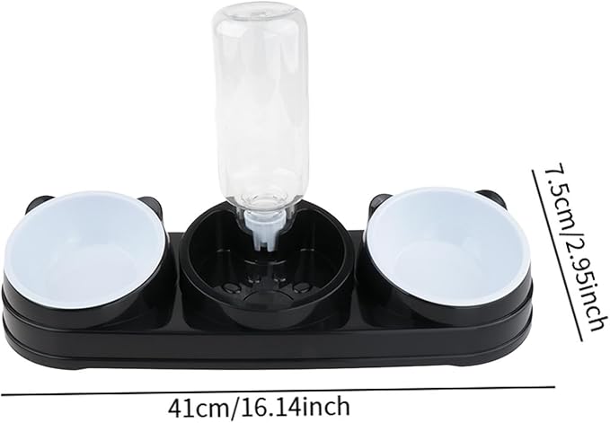Elevated Double Bowl Pet Feeders with Automatic Water Dispenser Antislip Base for Dog Cats Daily Feeding Watering Supply