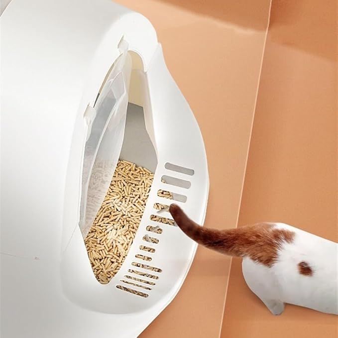 Pet Supplies, Enclosed Splash-Proof Cat Litter Box with Scoop & Lid, Large & Easy Clean(Yellow)