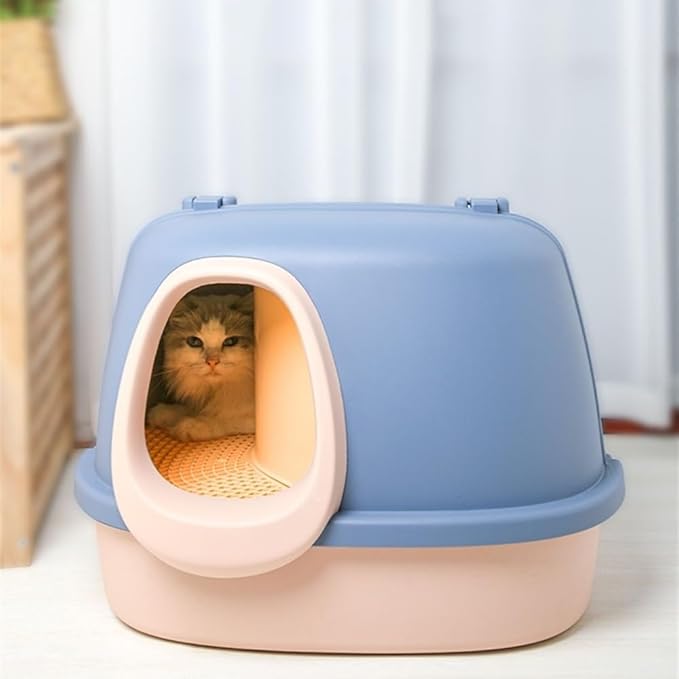 Pet Supplies, Enclosed Cat Litter Box with Leakproof Pedal & Scoop,Easy Clean Large Kitty Toilet(Green)