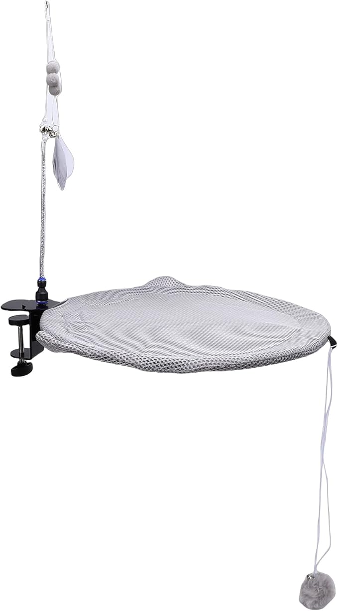 Fabater Cat Desk Bed, Space Saving Adjustable Breathable Mesh Cat Hammock, Desk Bed with Removable Washable for Desktops Indoor Cats Kitten Furniture