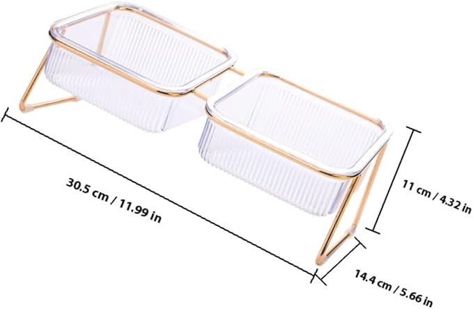 Elevated Cat Bowl with Iron Stand Abs Feeding and Water Feeder for Pets Stable Anti-tip Design Dual Bowls for Cats and Dogs Easy to pet Feeding Watering Station