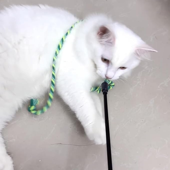 IUHKBH Cat Wands, 4 PCS Colorful Rope Cat Toys Flexible Teaser Wands Interactive Kitten String Wands, Safe Kitty Toys for Indoor
