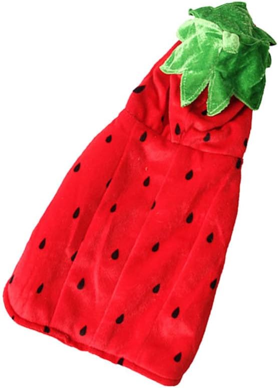 POPETPOP Cat Clothes - Strawberry Pet Halloween Costume Pet Apparel Puppy Kitten Strawberry Hooded Clothes Christmas New Year Birthday Party Daily Wear Dress Up
