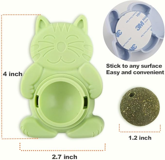 Natural Catnip Toys for Indoor Cats Cat Nip Balls Stick on Wall, 3Pcs, 1 Catnip, 1 Silvervine, and 1 Gall Fruit Ball
