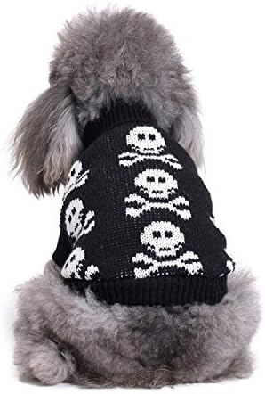 S-Lifeeling Skull Dog Sweater Holiday Halloween Christmas Pet Clothes Soft Comfortable Dog Clothes - Black,XXL
