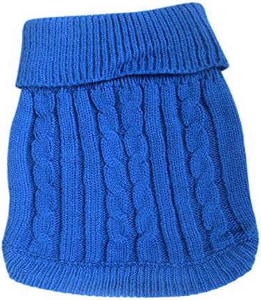 Tangpan Turtleneck Classic Straw-Rope Pro Pet Dog Sweater Apparel (Dark Blue,M)