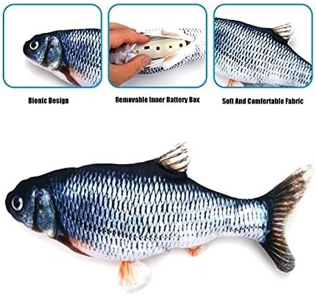 Cat Toys Catnip Automatic Flip Fish Dolls, Cat Toys, Applicable to All Kinds of Cats, USB Electric Mobile pet Toys, Electric Puppet Fish, Suitable for Cats