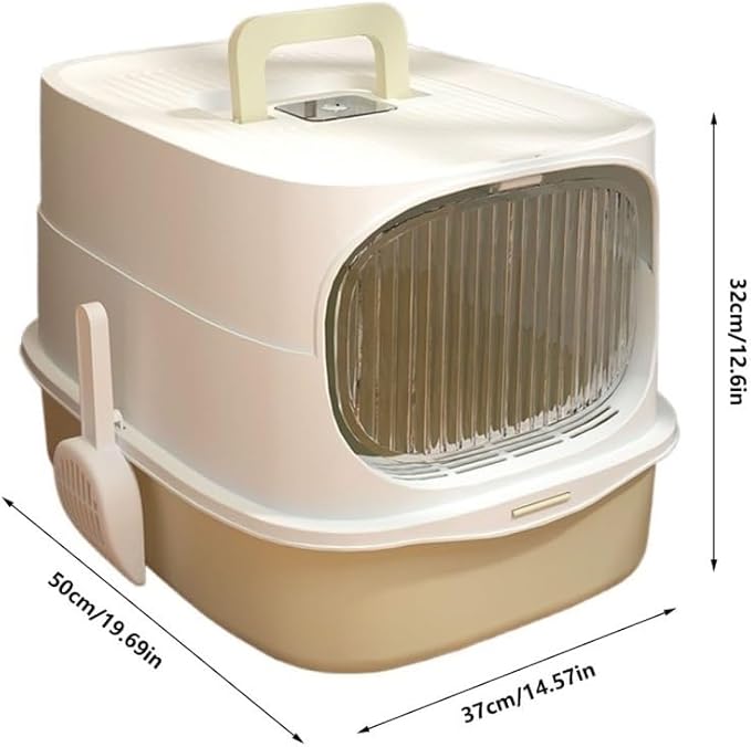Pet Supplies, Large Plastic Cat Litter Box with Lid & Scoop,High Sides for Big Cats(Yellow)