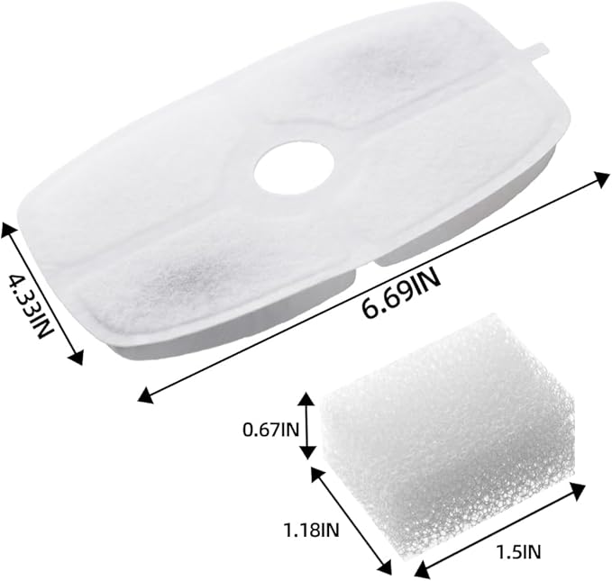 furrybaby Carbon Replacement Filters for Cat and Dog Fountain, Premium Pet Water Fountain Dispenser Filters (6 Packs for Rectangular White)