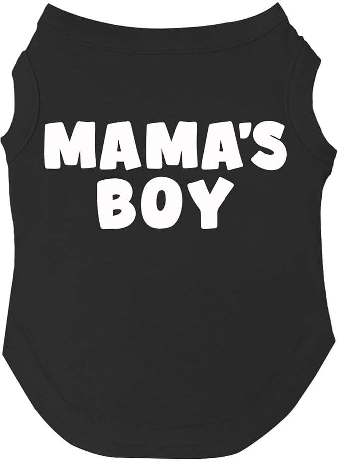 Mama's Boy Mother's Day, Valentine's Day Dog Tee Shirt | Sleeveless | Sizes for Puppies, Toys and Large Breeds (Black, X-Large 944)