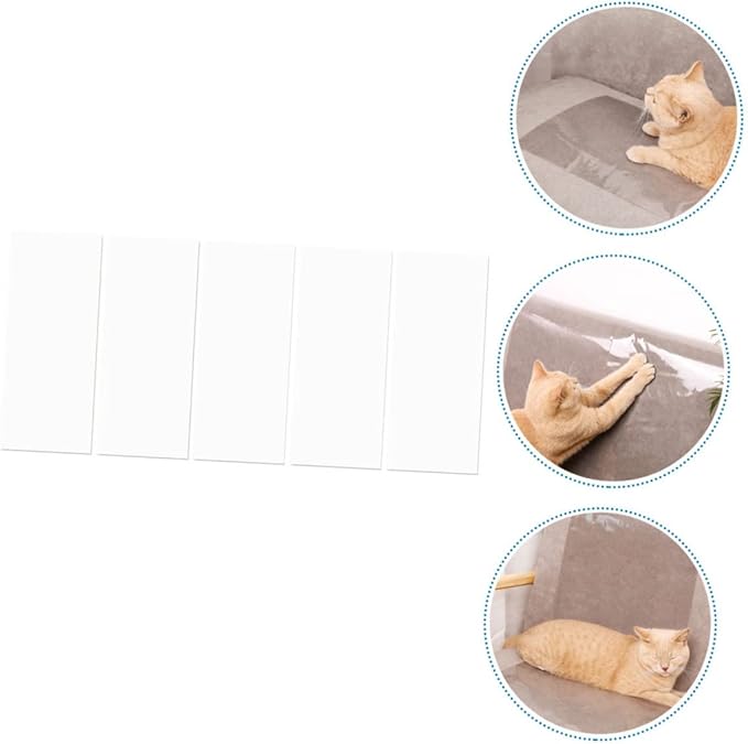 Kisangel 5pcs Cat Scratching Furniture Protector Patches Flexible Couch Covers to Prevent Cat Damage Easy to Cut and Apply for Sofas Chairs and Beds and Non-Sticky Design