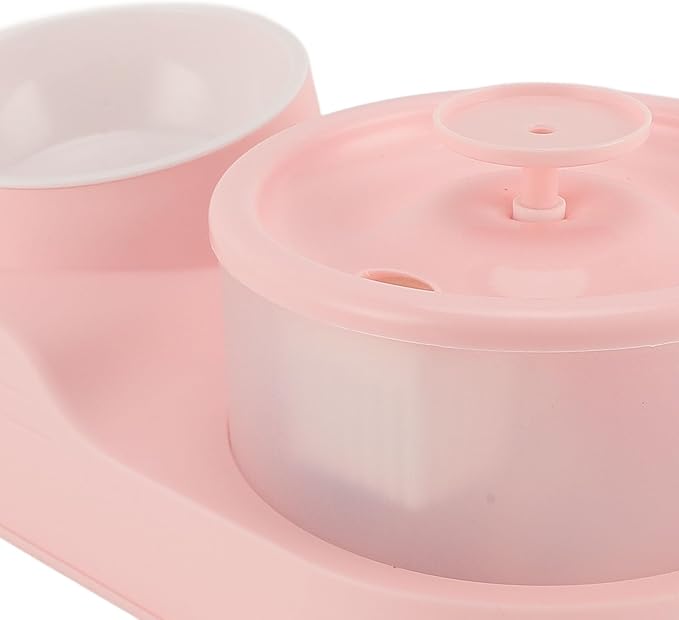 Cat Water Fountain and Food Bowl, Automatic Pet Water Dispenser with Plastic Bowl, High Capacity Cat Feeder and Waterer Combo, Pet Feeding & Watering Supplies for Cats, Dogs