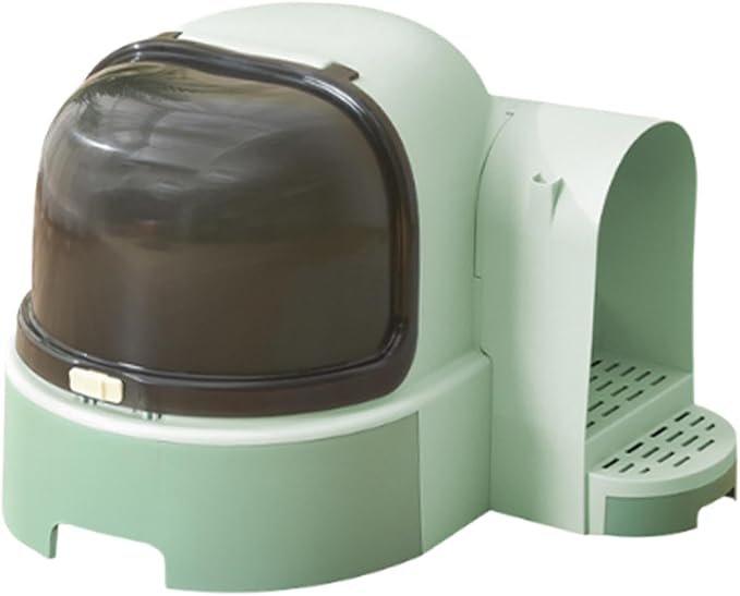 Enclosed Cat Litter Potty with Lid for Indoor Cats Kitten, Anti Splashing, Slide Out Litter Tray, Hygienic Odor Control, Space-Saving Design- Green