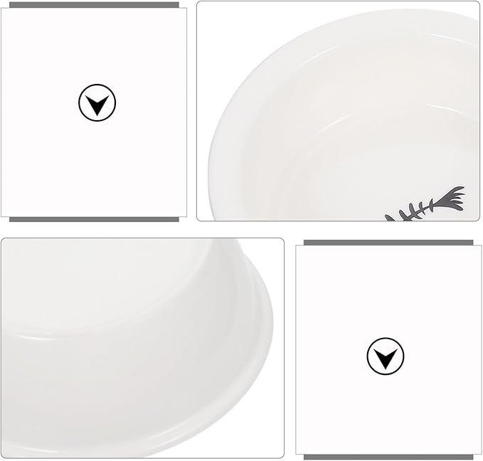 Gadpiparty 2Pcs Ceramic Pet Bowls Set for Dogs and Cats, Puppy Feeder and Cat Drinking Bowl, Bone and Fishbone Design, Suitable for Small Pets Feeding and Watering