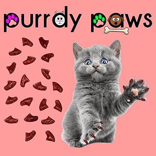 40 Pack Soft Nail Caps for Cat Claws Ruby RED Glitter Large