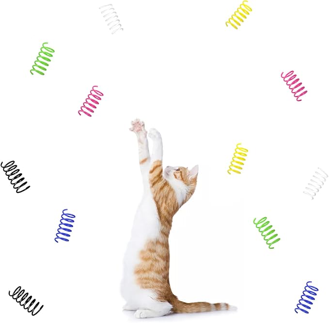 Andiker Cat Springs for Indoor Cats, 12Pc Cat Creative Toy to Kill Time and Keep Fit Interactive Cat Toy Spring Colorful Springs Cat Toy for Swatting, Biting, Hunting Kitten Toys (Colorful)