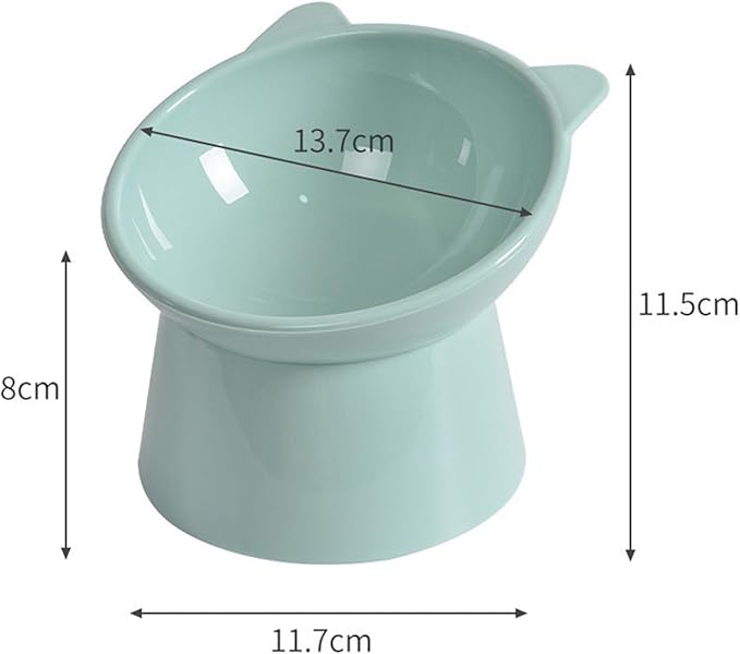 Raised Cat Food Bowl, 15° Tilted Whisker Friendly Dog Water Bowl Anti Vomiting Pet Dishes Puppy Ergonomic Feeding Set Supplies for Cats and Puppies (Green)