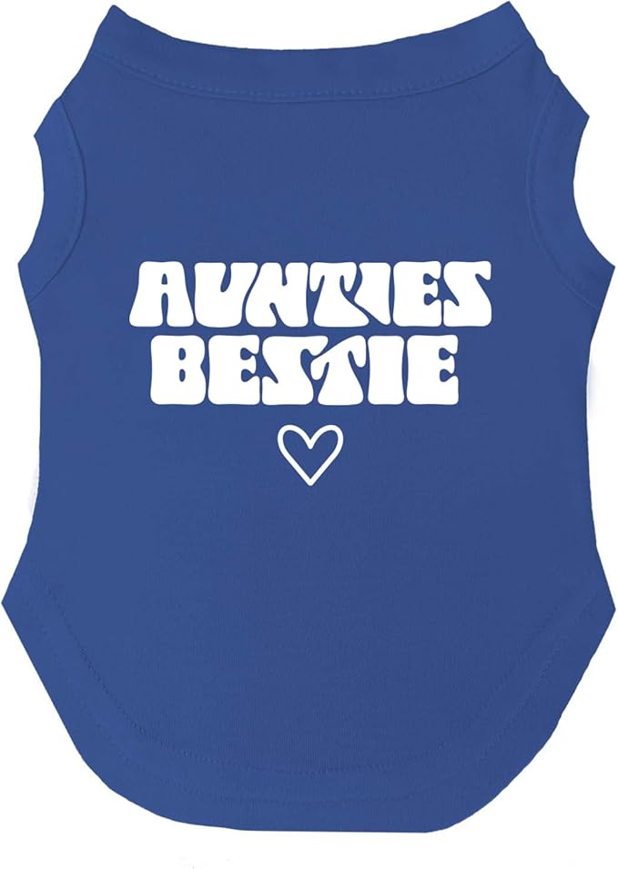 Aunties Bestie Dog Tee Shirt | Sleeveless Breeds | Mother's Day | Aunt Gift | Best Auntie & Sister | Valentine's Day |Royal Blue, Small 1360