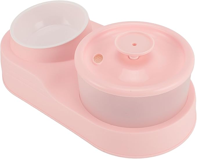 Cat Water Fountain, Automatic Circulating High Capacity Pet Water Dispenser that Keeps and Provides Continuous Source, Cat Feeder and Waterer Combo with Plastic (Plum Pink)