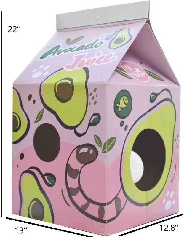 Avocado-Patterned Cat House,Modern Design Cat Bed,Trendy Cat Scratcher,Hiding Box