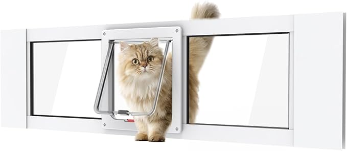 Aluminum Cat Door for Windows - Adjustable to Fit Window Width 36"-40", Quick-Fit Cat Door Window Insert, Magnetic Suction Design, Perfect for Cats