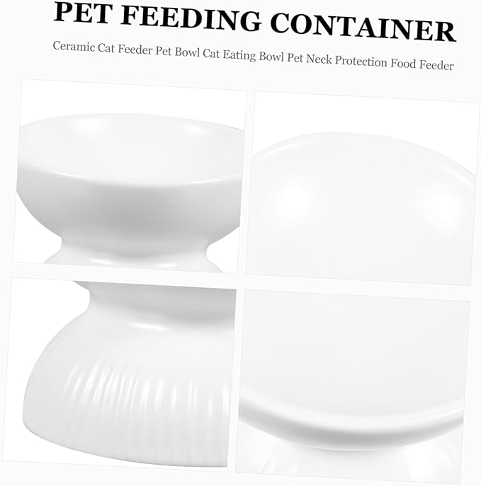 Abaodam Ceramic Cat Feeder Bowl Tip Design Slanted Mouth for Easy Eating Safe Material Cat Food Container for Comfortable Feeding