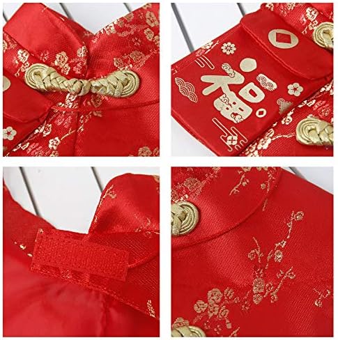 Cat Clothes,New Year's Cloak Dog Clothes Red Pet Cheongsam Cloak Clothes for Cats Small Dogs Puppy(Red,L)