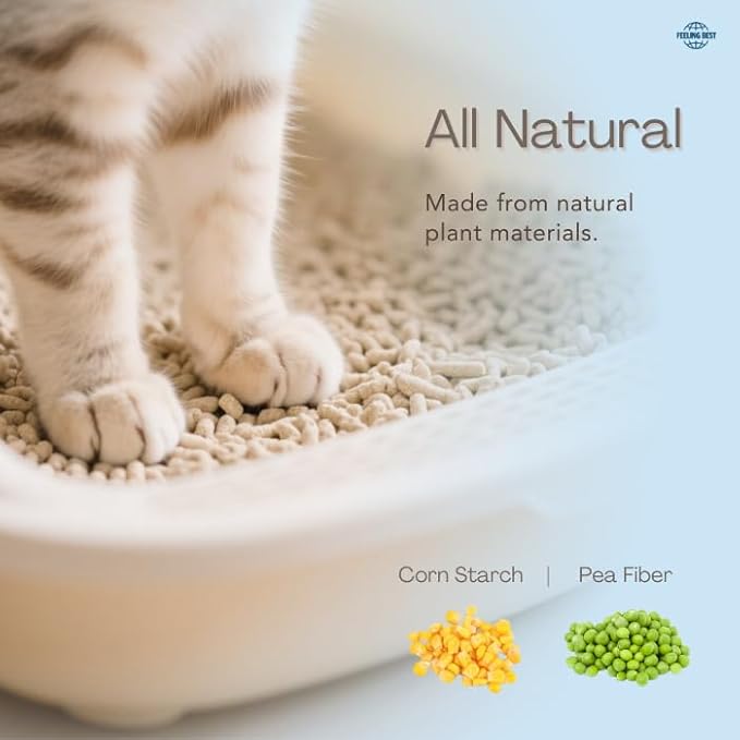 Tofu Cat Litter22.4LB(5.6LB*4bags) Fast Clumping, Dust-Free,Really Natural Raw Materials, Flushable,Ultra Absorbent and Fast Drying,Solubility in Water,Less Scattering