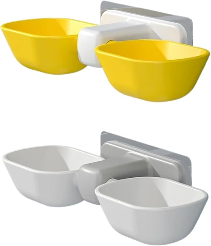 1pcs Wall Mounted Cat Feeder Bowl Hanging Pet for Cats Small Dogs Adjustable Height Drinking(Yellow)