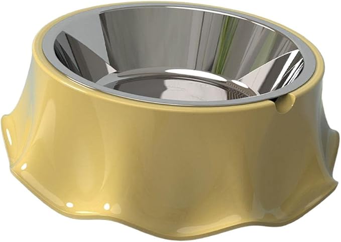 Cat Bowls Indoor Cats Cat Food Bowl Easy Cleaning Anti Over Turning Cat Feeding Bowls Anti Slip Smooth Surface Lightweight for, Yellow